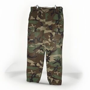 US Military BDU Pants Mens Medium Regular Woodland Camo Cargo Button Fly